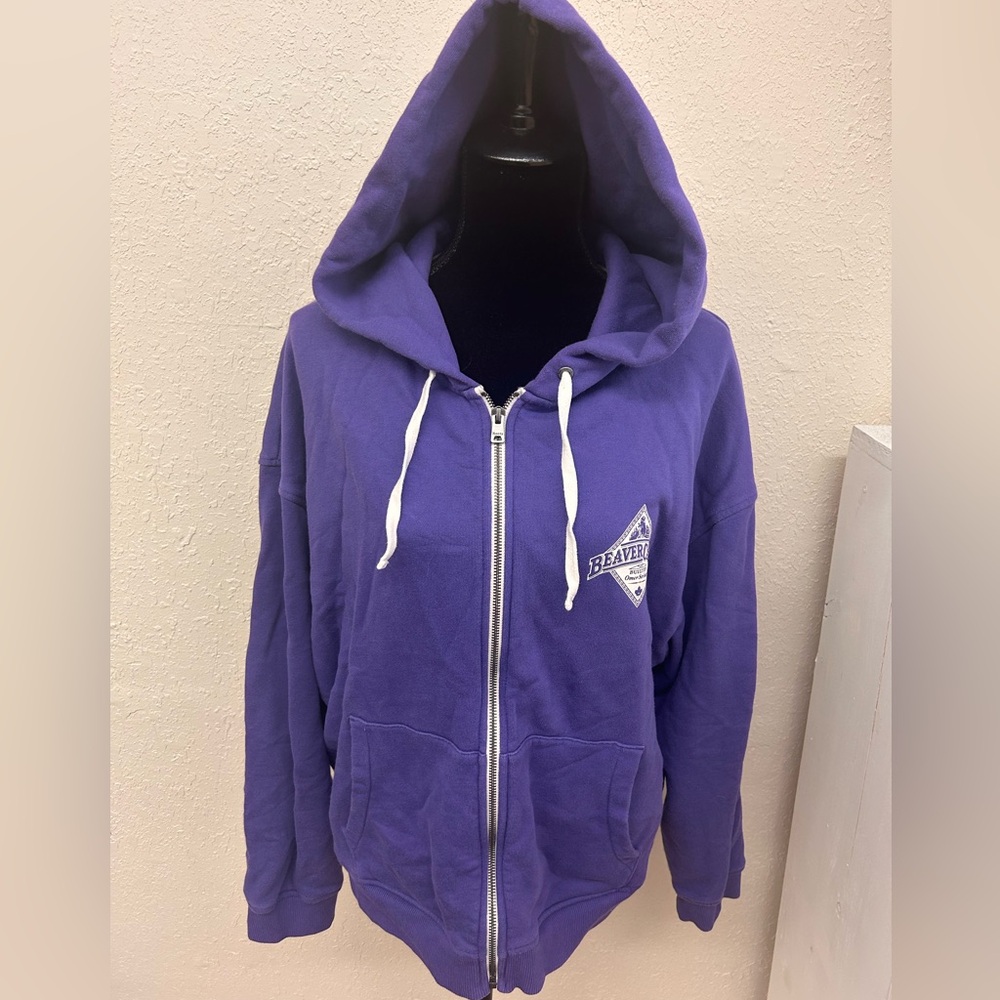 Roots beaver canoe 3x purple zip up hoodie sweater